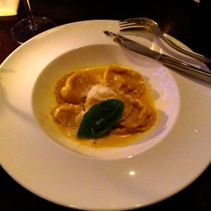 Homemade Crab Meat Ravioli in Saffron Sauce